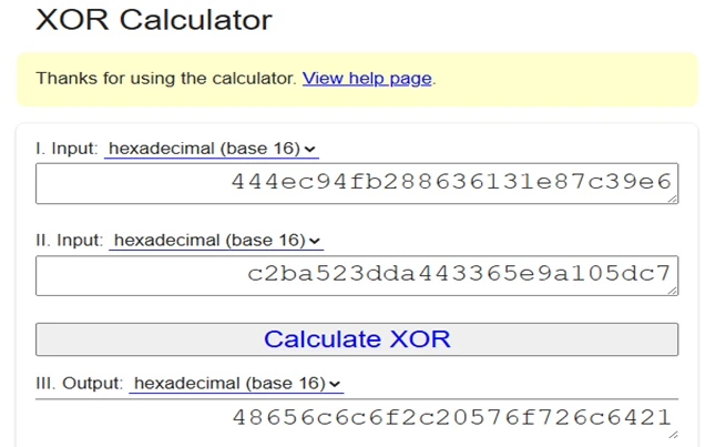 Figure 2: XOR calculation